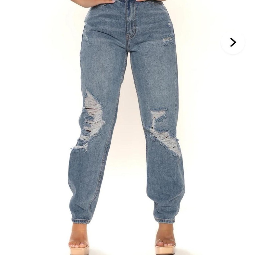 fashion nova broke your heart distressed slim mom jeans
